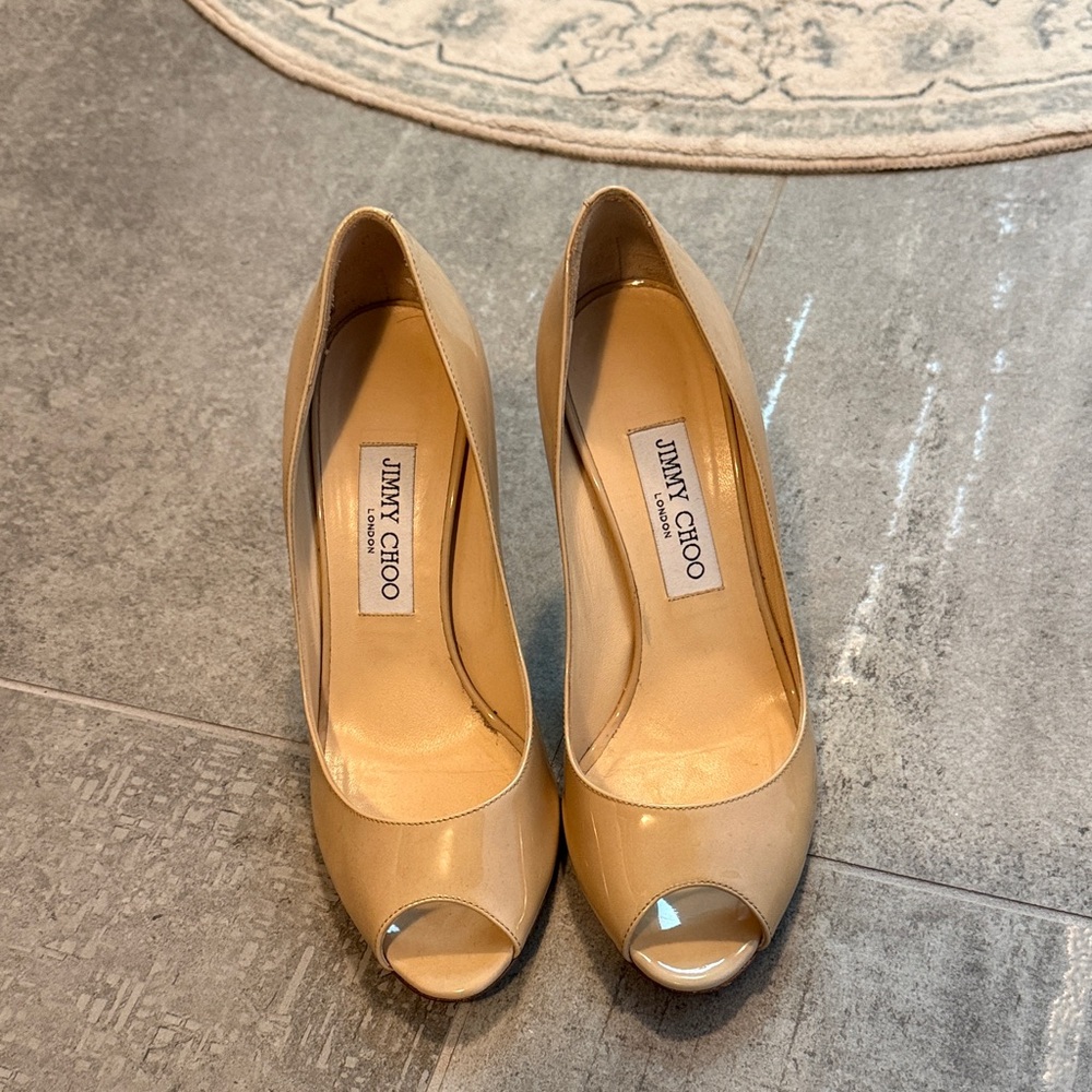 Jimmy Choo Nude Peep Toe Heels